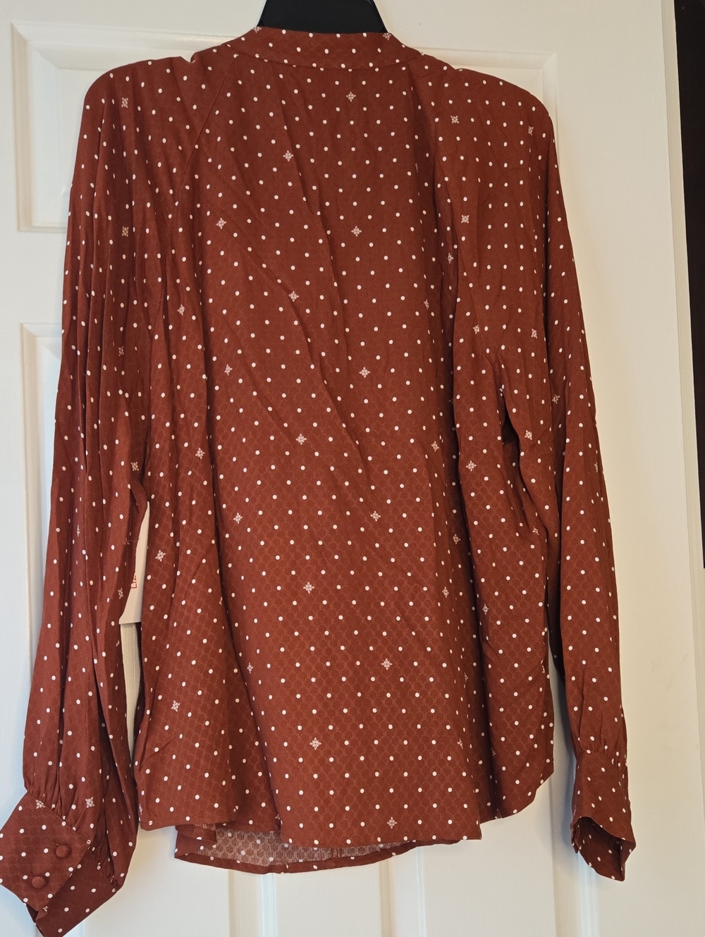 Liz Claiborne Women's Rust Brown Printed Blouse Size Large Long Sleeve Business - Picture 8 of 10